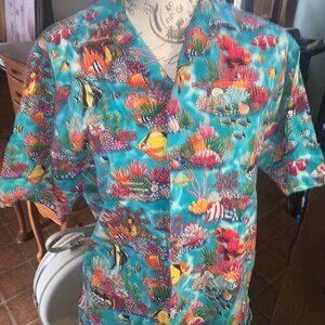 Knott's Berry Farm Employee Men's XS Button Down Tropical Fish Shirt